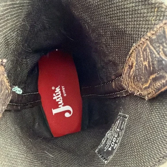 Justin Boots Women 7.5 B Gypsy Green Leather Square Toe Country Equestrian L2904 - Picture 10 of 11